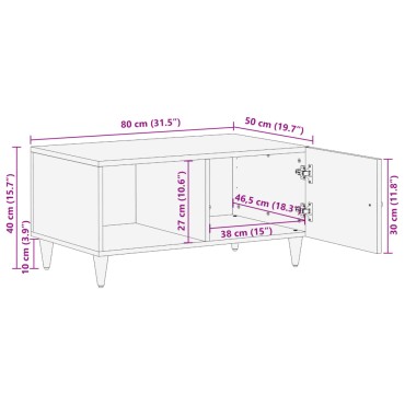 vidaXL Τραπεζάκι Σαλονιού 80x50x40cm από Μασίφ Ξύλο Μάνγκο 1 τεμ.