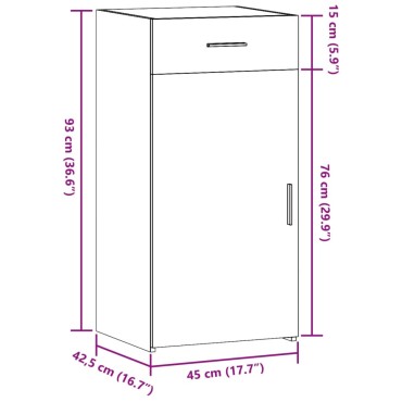 vidaXL Ντουλάπι Γκρι Σκυροδέματος 45x42,5x93cm Επεξεργασμένο Ξύλο 1 τεμ.