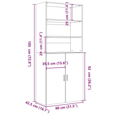 vidaXL Ντουλάπι Γκρι Sonoma 80x42,5x185cm από Επεξεργασμένο Ξύλο 1 τεμ.