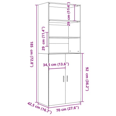 vidaXL Ντουλάπι Γκρι Sonoma 70x42,5x185cm από Επεξεργασμένο Ξύλο 1 τεμ.