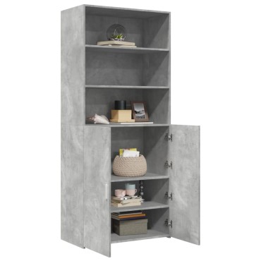 vidaXL Ντουλάπι Γκρι Σκυροδέματος 80x42,5x185cm Επεξεργασμένο Ξύλο 1 τεμ.