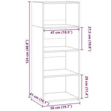 vidaXL Ντουλάπι Λευκό 50x41x124cm από Επεξεργασμένο Ξύλο 1 τεμ.