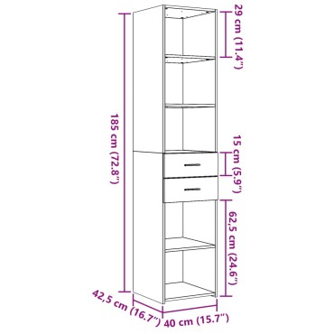 vidaXL Ντουλάπι Καφέ Δρυς 40x42,5x185cm από Επεξεργασμένο Ξύλο 1 τεμ.