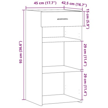 vidaXL Συρταριέρα Λευκή 45x42,5x93cm από Επεξεργασμένο Ξύλο 1 τεμ.