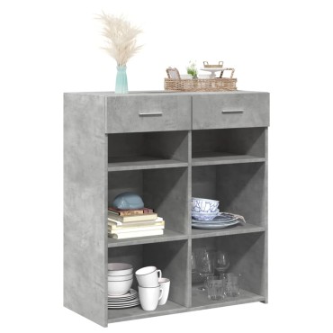 vidaXL Ντουλάπι Γκρι Σκυροδέματος 80x42,5x93cm Επεξεργασμένο Ξύλο 1 τεμ.