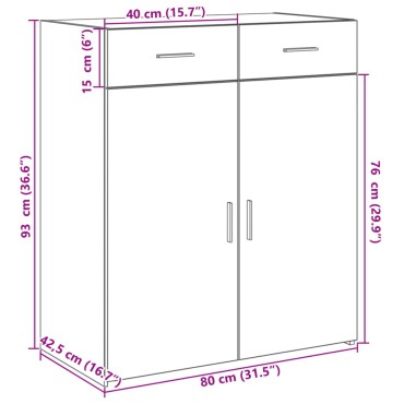 vidaXL Ντουλάπι Λευκή 80x42,5x93cm από Επεξεργασμένο Ξύλο 1 τεμ.