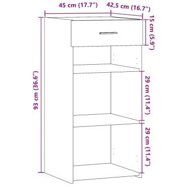 vidaXL Συρταριέρα Καπνιστή Δρυς 45x42,5x93cm από Επεξεργ. Ξύλο 1 τεμ.
