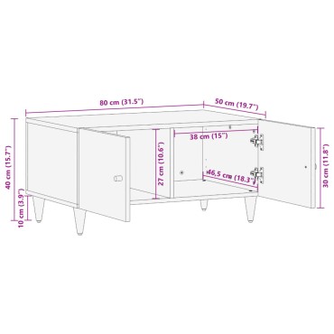 vidaXL Τραπεζάκι Σαλονιού 80x50x40cm από Μασίφ Ξύλο Μάνγκο 1 τεμ.