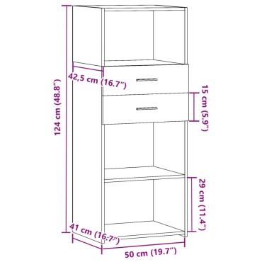 vidaXL Ντουλάπι Μαύρο 50x42,5x124cm από Επεξεργασμένο Ξύλο 1 τεμ.