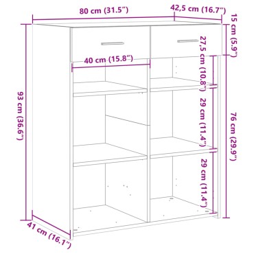 vidaXL Ντουλάπι Λευκή 80x42,5x93cm από Επεξεργασμένο Ξύλο 1 τεμ.