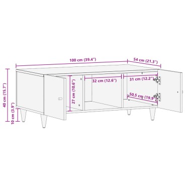 vidaXL Τραπεζάκι Σαλονιού 100x54x40cm από Μασίφ Ξύλο Μάνγκο 1 τεμ.