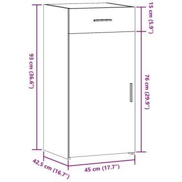 vidaXL Ντουλάπι Καφέ Δρυς 45x42,5x93cm Επεξεργασμένο Ξύλο 1 τεμ.