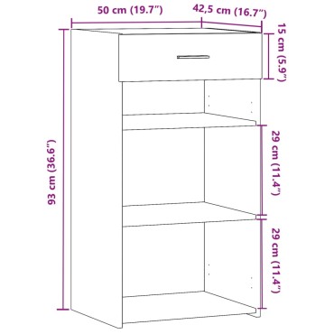 vidaXL Συρταριέρα Μαύρη 50x42,5x93cm από Επεξεργασμένο Ξύλο 1 τεμ.