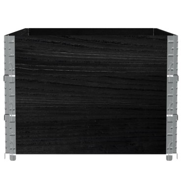 vidaXL Κολάρα Παλέτας 3 τεμ. Μαύρο 120x80 εκ. από Μασίφ Ξύλο Πεύκου