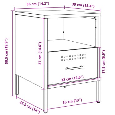 vidaXL Κομοδίνα 2 τεμ. Μουσταρδί 36x39x50,5cm από Χάλυβα