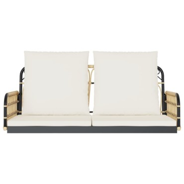 vidaXL Παγκάκι Κούνια 105x58x38cm Συνθ. Ρατάν & Ατσάλι με Μαξιλάρια 1 τεμ.