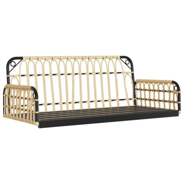 vidaXL Παγκάκι Κούνια 105x58x38cm Συνθ. Ρατάν & Ατσάλι με Μαξιλάρια 1 τεμ.