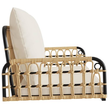 vidaXL Παγκάκι Κούνια 105x58x38cm Συνθ. Ρατάν & Ατσάλι με Μαξιλάρια 1 τεμ.