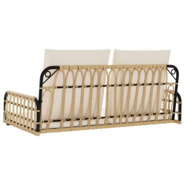 vidaXL Παγκάκι Κούνια 105x58x38cm Συνθ. Ρατάν & Ατσάλι με Μαξιλάρια 1 τεμ.
