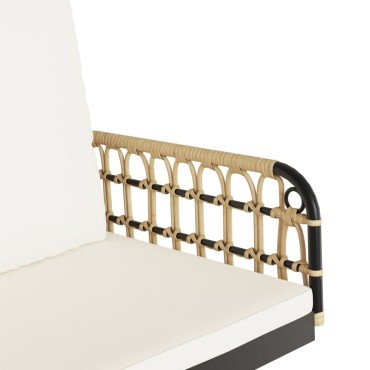 vidaXL Παγκάκι Κούνια 105x58x38cm Συνθ. Ρατάν & Ατσάλι με Μαξιλάρια 1 τεμ.