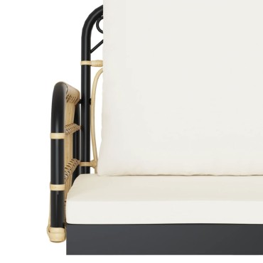 vidaXL Παγκάκι Κούνια 105x58x38cm Συνθ. Ρατάν & Ατσάλι με Μαξιλάρια 1 τεμ.
