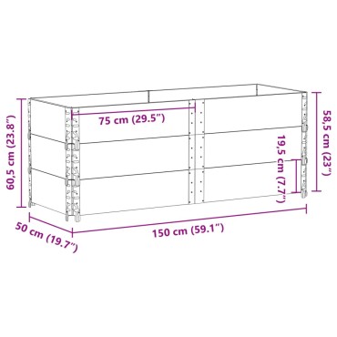 vidaXL Κολάρα Παλέτας 3 τεμ. Γκρι 150x50 εκ. από Μασίφ Ξύλο Πεύκου