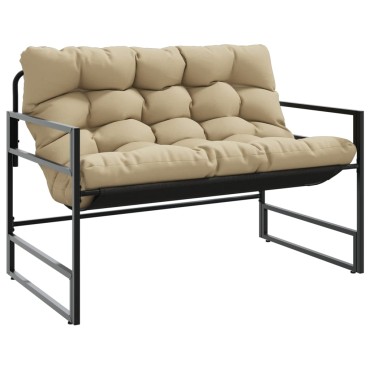 vidaXL Παγκάκι Κήπου Taupe από Ατσάλι με Μαξιλάρι 113x67x76cm 1 τεμ.