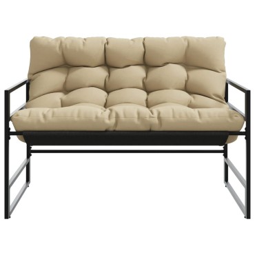 vidaXL Παγκάκι Κήπου Taupe από Ατσάλι με Μαξιλάρι 113x67x76cm 1 τεμ.
