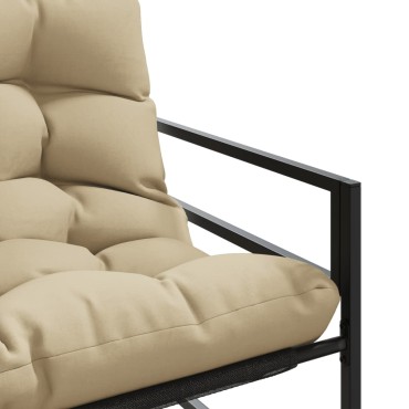 vidaXL Παγκάκι Κήπου Taupe από Ατσάλι με Μαξιλάρι 113x67x76cm 1 τεμ.