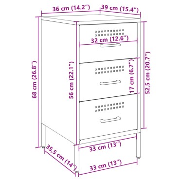 vidaXL Κομοδίνα 2 τεμ. Μαύρα 36x39x68cm από Χάλυβα