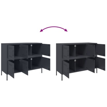 vidaXL Ντουλάπι Ανθρακί 100,5x39x79cm από Χάλυβα 1 τεμ.