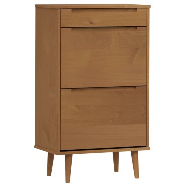 vidaXL Παπουτσοθήκη MOLDE Γκρι 59,5x35x103cm από Μασίφ Ξύλο Πεύκου