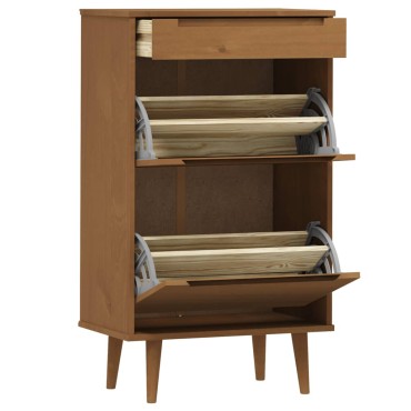 vidaXL Παπουτσοθήκη MOLDE Γκρι 59,5x35x103cm από Μασίφ Ξύλο Πεύκου