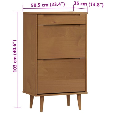 vidaXL Παπουτσοθήκη MOLDE Γκρι 59,5x35x103cm από Μασίφ Ξύλο Πεύκου