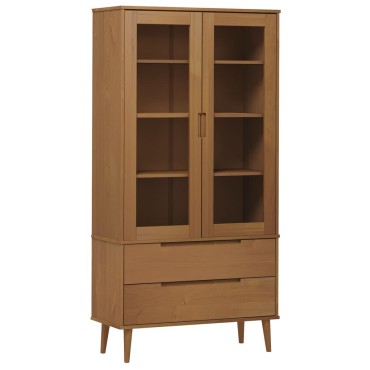 vidaXL Βιτρίνα MOLDE Καφέ 90x35x175cm από Μασίφ Ξύλο Πεύκου 1 τεμ.