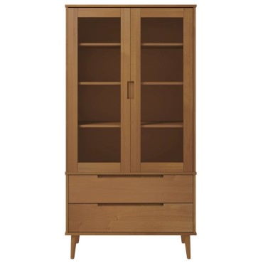 vidaXL Βιτρίνα MOLDE Καφέ 90x35x175cm από Μασίφ Ξύλο Πεύκου 1 τεμ.