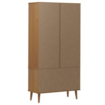 vidaXL Βιτρίνα MOLDE Καφέ 90x35x175cm από Μασίφ Ξύλο Πεύκου 1 τεμ.