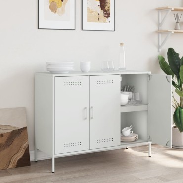 vidaXL Ντουλάπι Λευκό 100,5x39x79cm από Χάλυβα 1 τεμ.