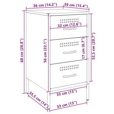 vidaXL Κομοδίνα 2 τεμ. Ροζ 36x39x68cm από Χάλυβα