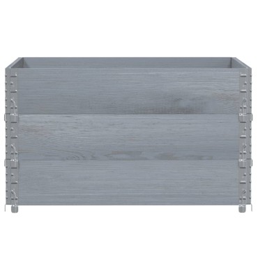 vidaXL Κολάρα Παλέτας 3 τεμ. Γκρι 100x100 εκ. από Μασίφ Ξύλο Πεύκου