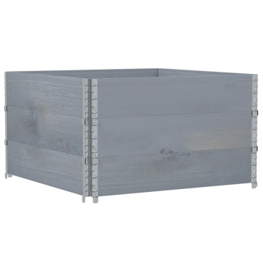 vidaXL Κολάρα Παλέτας 3 τεμ. Γκρι 100x100 εκ. από Μασίφ Ξύλο Πεύκου