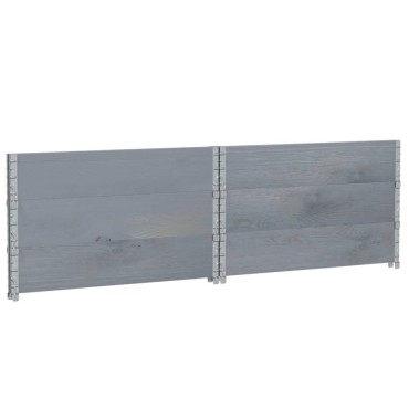 vidaXL Κολάρα Παλέτας 3 τεμ. Γκρι 100x100 εκ. από Μασίφ Ξύλο Πεύκου
