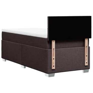 vidaXL Κρεβάτι Boxspring με Στρώμα Σκούρο Καφέ 90x200 εκ. Υφασμάτινο