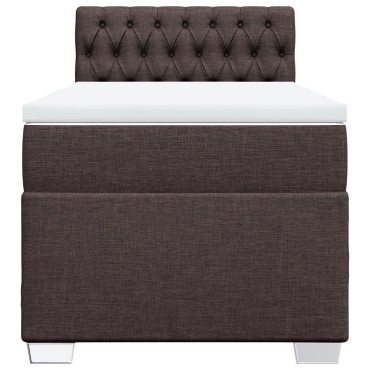 vidaXL Κρεβάτι Boxspring με Στρώμα Σκούρο Καφέ 90x200 εκ. Υφασμάτινο