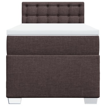 vidaXL Κρεβάτι Boxspring με Στρώμα Σκούρο Καφέ 90x200 εκ. Υφασμάτινο