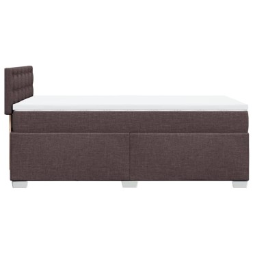 vidaXL Κρεβάτι Boxspring με Στρώμα Σκούρο Καφέ 90x200 εκ. Υφασμάτινο