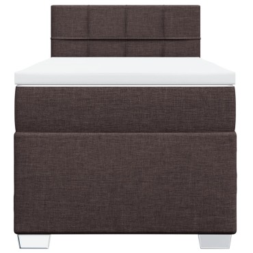 vidaXL Κρεβάτι Boxspring με Στρώμα Σκούρο Καφέ 90x200 εκ. Υφασμάτινο