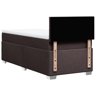 vidaXL Κρεβάτι Boxspring με Στρώμα Σκούρο Καφέ 90x200 εκ. Υφασμάτινο