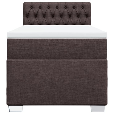 vidaXL Κρεβάτι Boxspring με Στρώμα Σκούρο Καφέ 90x200 εκ. Υφασμάτινο