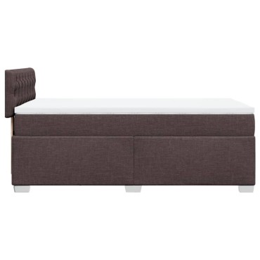 vidaXL Κρεβάτι Boxspring με Στρώμα Σκούρο Καφέ 90x200 εκ. Υφασμάτινο